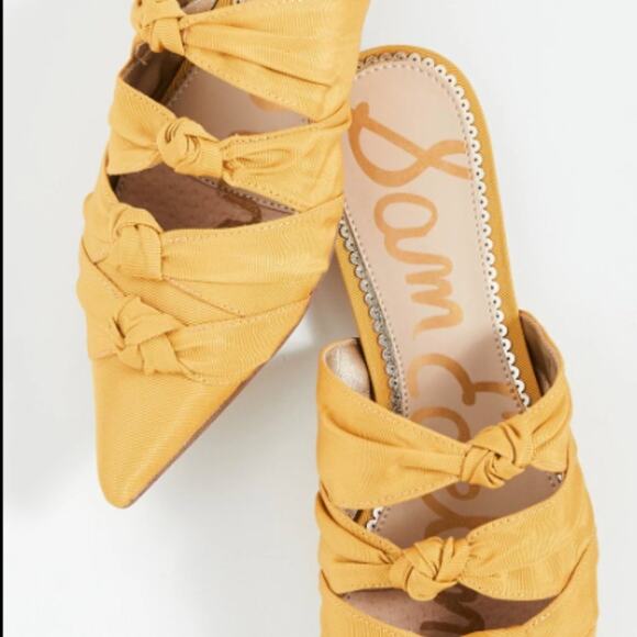 Sam Edelman Shanti Knotted Trim Pointed Toe Slide Mules Tuscan Yellow 8.5 - Picture 2 of 10